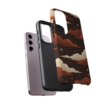 Illustrated Burnt Orange Clouds & Stars Phone Case