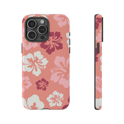 iPhone 15 Pro Max / Glossy Phone Case - ’Pink Hibiscus Retro Pattern #3’ Phone Case