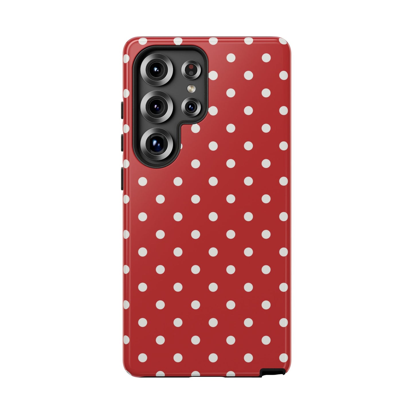 Samsung Galaxy S25 Ultra / Glossy Phone Case - Red with White Dot Pattern Phone Case