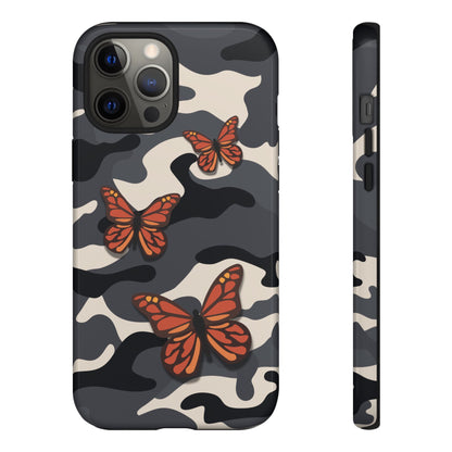 iPhone 12 Pro Max / Glossy Phone Case - Black & Orange Butterfly Camo Phone Case