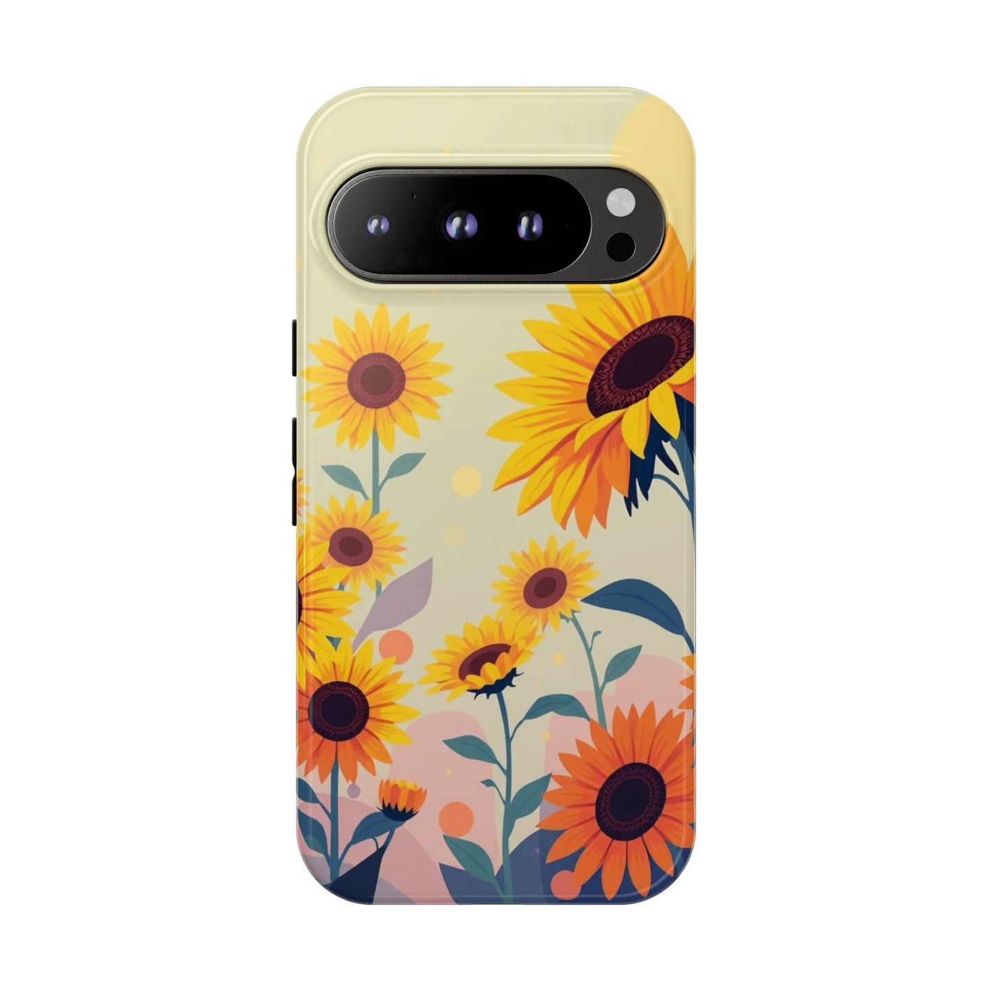 Google Pixel 9 Pro / Glossy Phone Case - Modern Flat Sunflower Design Phone Case