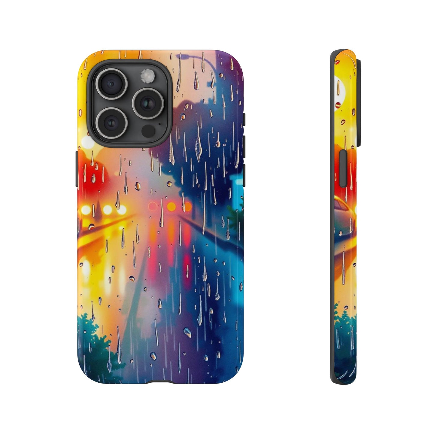 iPhone 15 Pro Max / Glossy Phone Case - Electric Rain Watercolour Design Phone Case