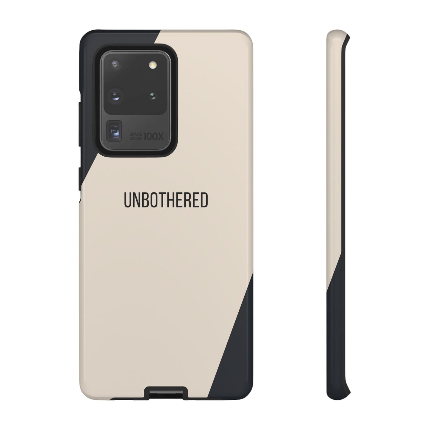 Samsung Galaxy S20 Ultra / Glossy Phone Case - Sassy Statement Case ’Unbothered’ in Beige & Charcoal