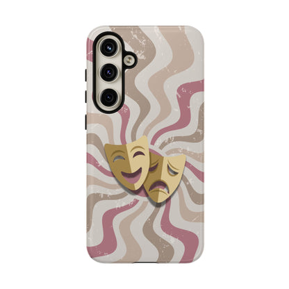 Comedy & Tragedy Masks – Pink Minimal Retro Wave Phone Case - Pink Phone Case - Samsung Galaxy S24 Plus / Glossy