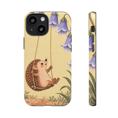 Whimsical Buttercream Hedgehog and Bluebell Phone Case - Yellow Phone Case - iPhone 13 Mini / Glossy