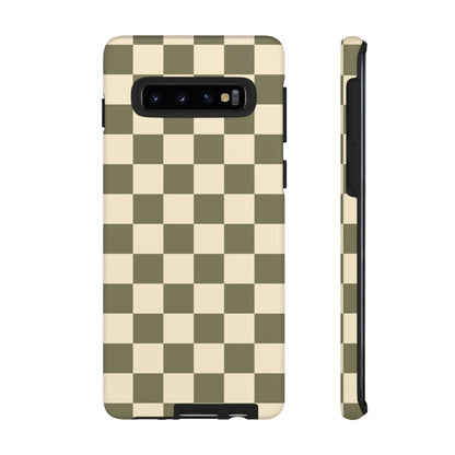 Samsung Galaxy S10 / Glossy Phone Case - ’Green Checkered Pattern’ Phone Case