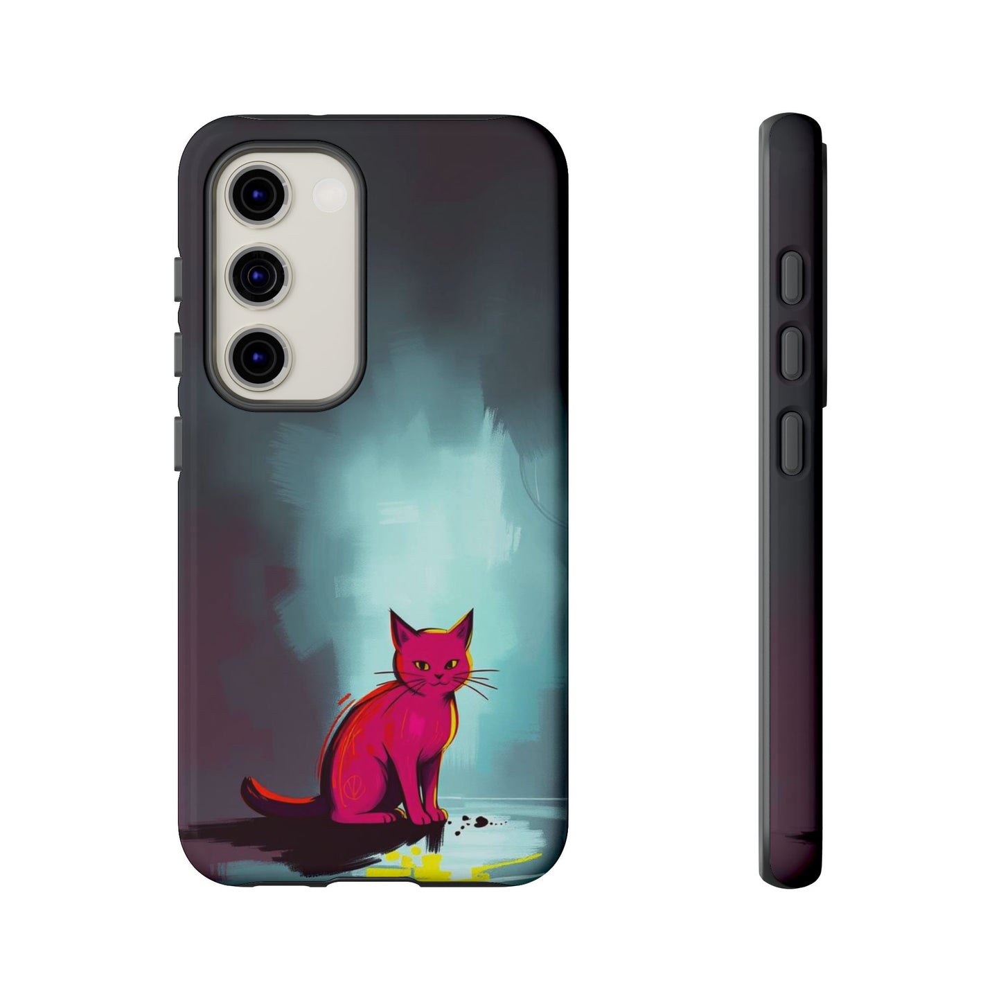 Samsung Galaxy S23 / Glossy Phone Case - Pop Art Moody Cat Design Phone Case