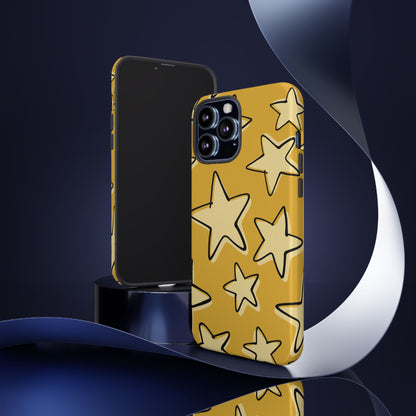 Golden Yellow Doodle Star Phone Case