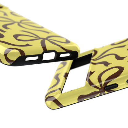 Bold Butter Yellow and Chocolate Brown Bow Pattern Phone Case