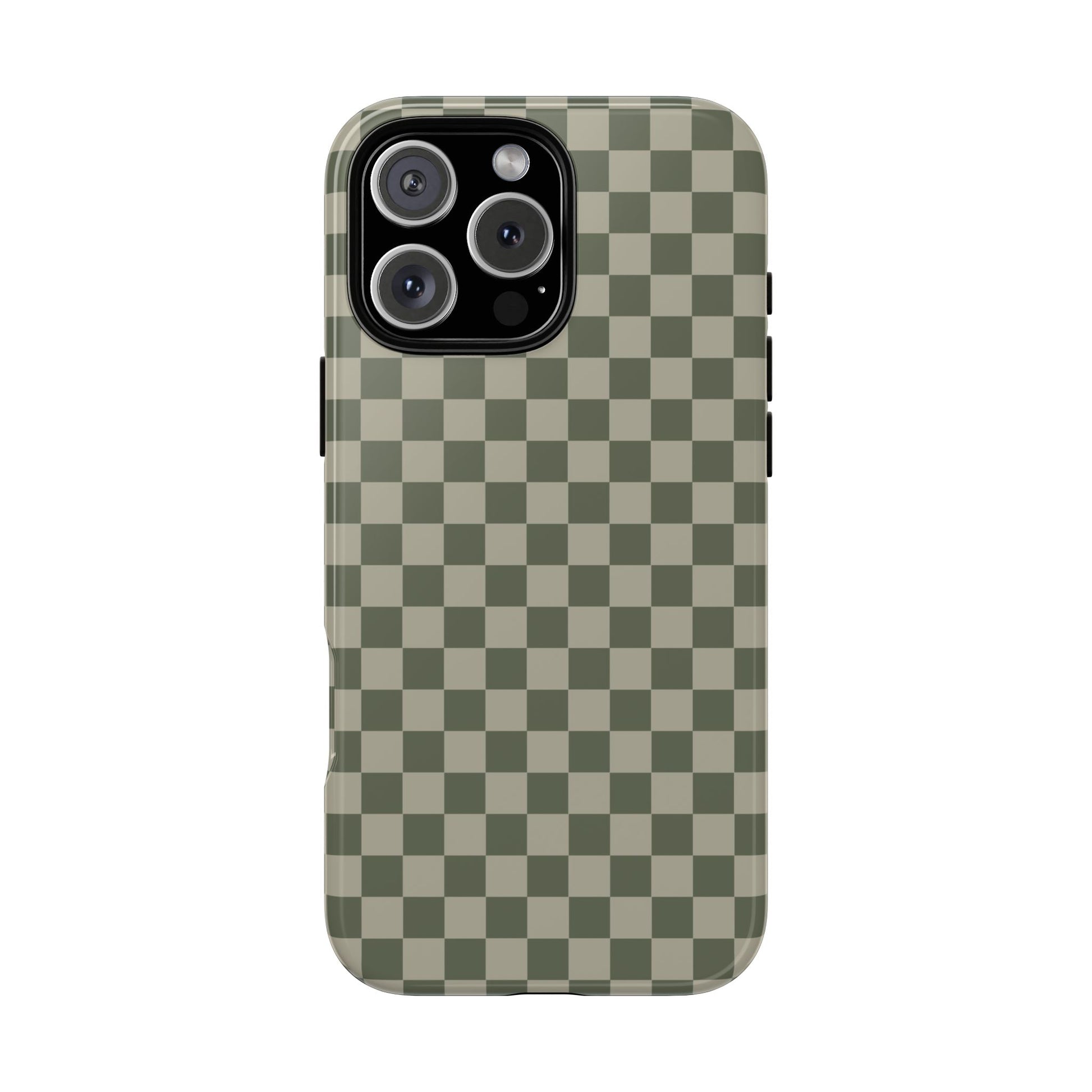 Bold Olive Green Checked Pattern Phone Case - Green Phone Case - iPhone 16 Pro Max / Glossy