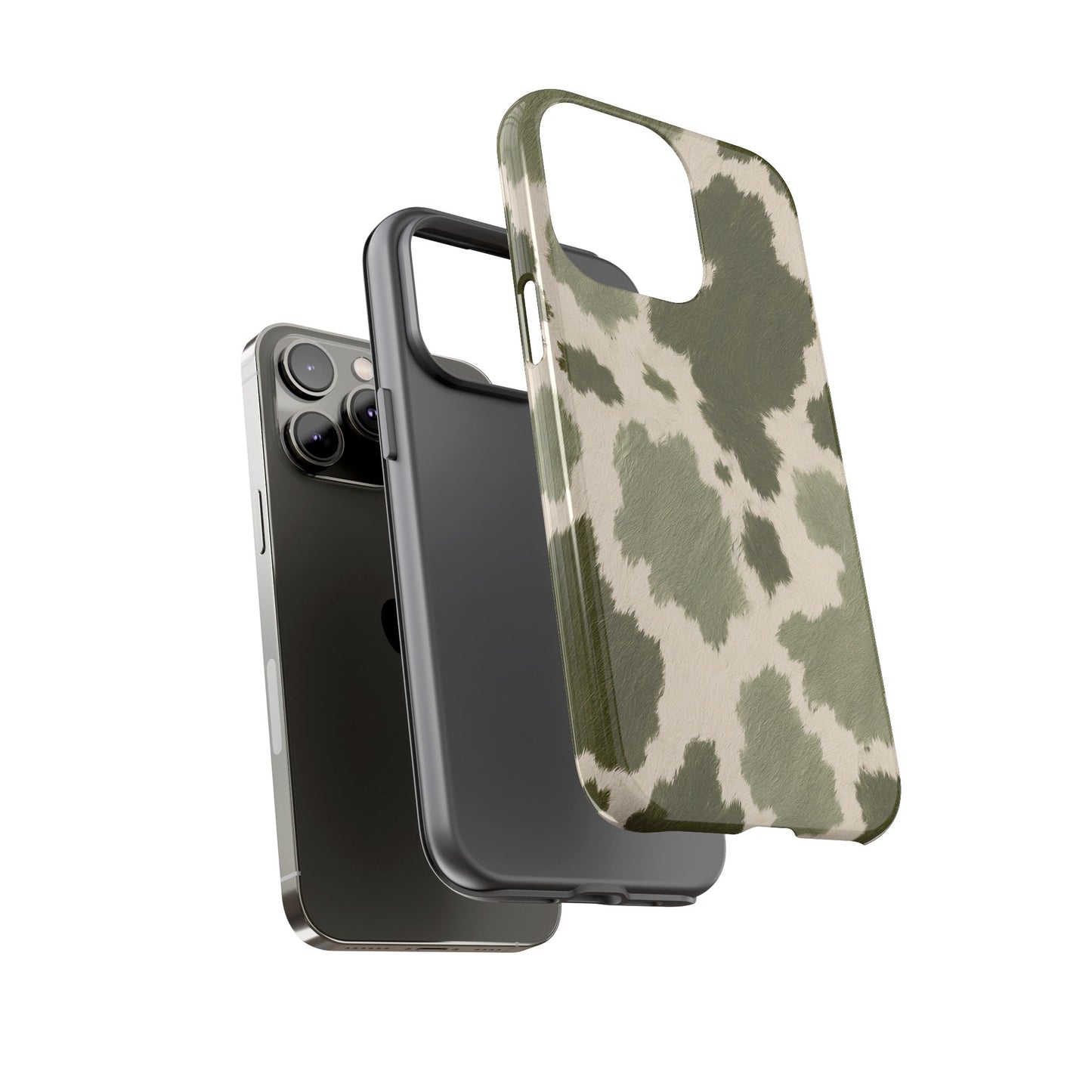 Stylish Olive Green Cow Print Phone Case