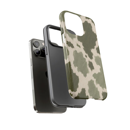 Stylish Olive Green Cow Print Phone Case
