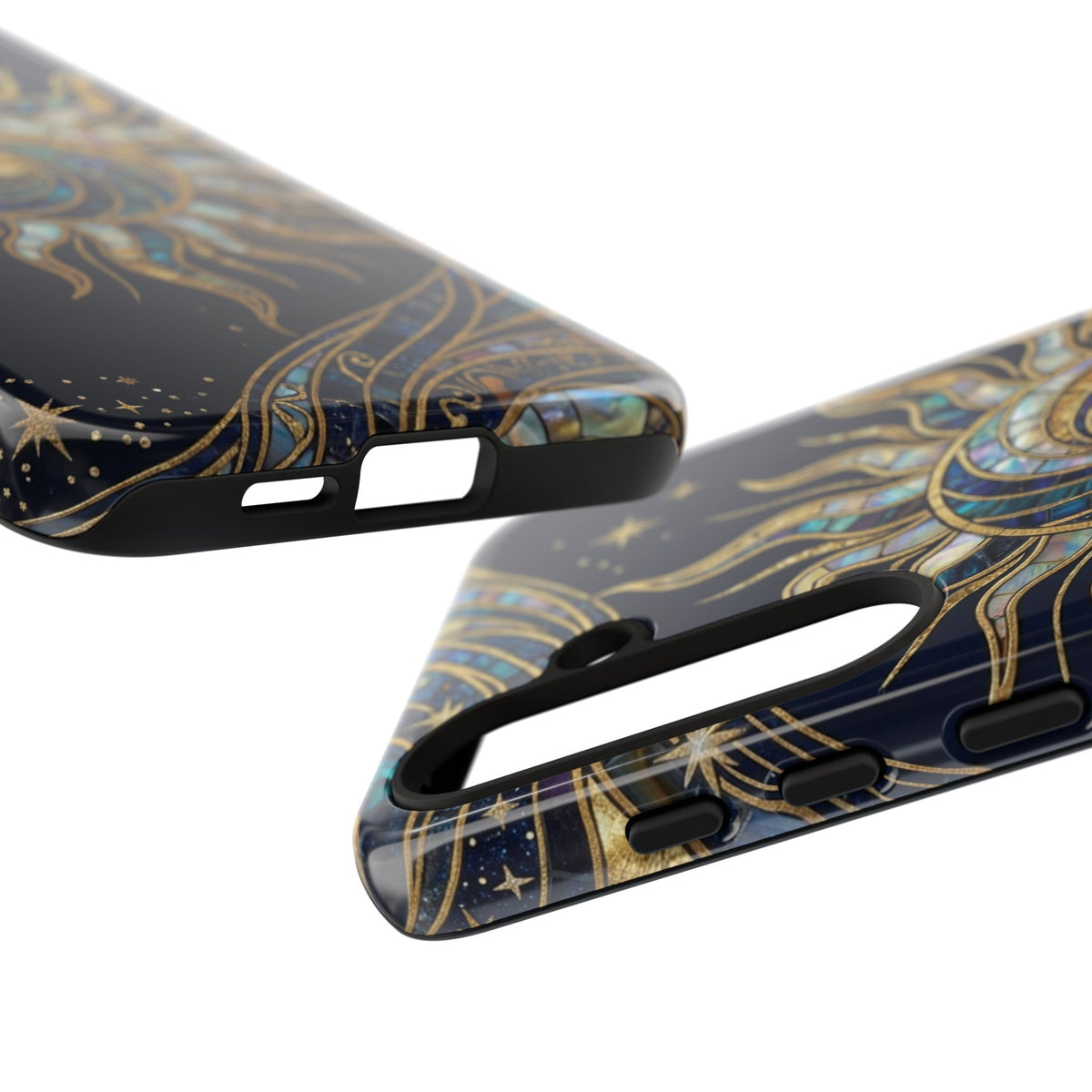 Elegant Navy & Gold Solar Spiral Phone Case
