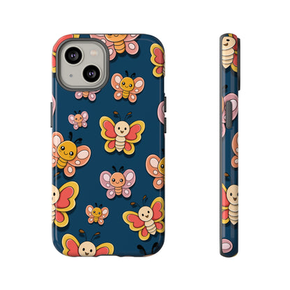 Dark Blue Butterfly Sticker Design Phone Case - Blue Phone Case - iPhone 14 / Glossy