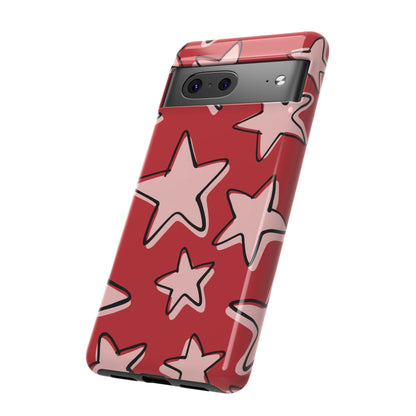 Cherry Red Doodle Star Phone Case