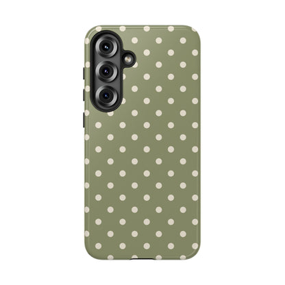 Samsung Galaxy S25 Plus / Glossy Phone Case - ’Green & White Dot Pattern’ Phone Case