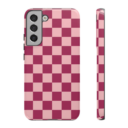 Samsung Galaxy S22 Plus / Glossy Phone Case - ’Pink Checkered Pattern’ Phone Case