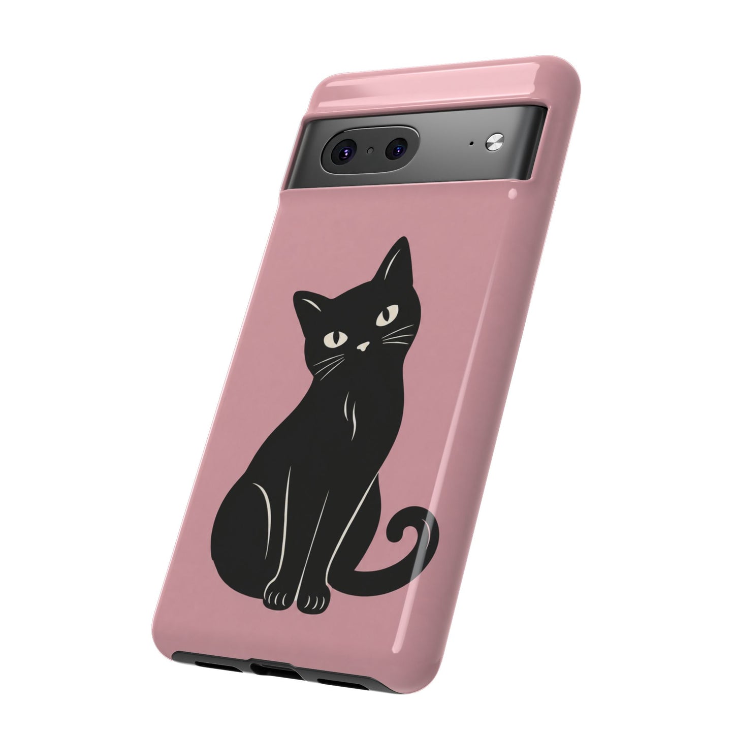 Minimalist Blush Pink & Black Cat Phone Case