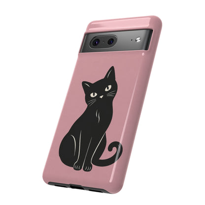 Minimalist Blush Pink & Black Cat Phone Case
