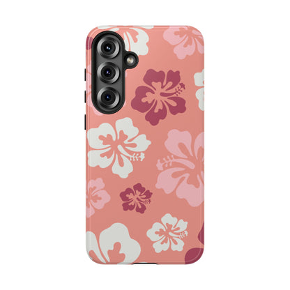Samsung Galaxy S25 Plus / Glossy Phone Case - ’Pink Hibiscus Retro Pattern #3’ Phone Case