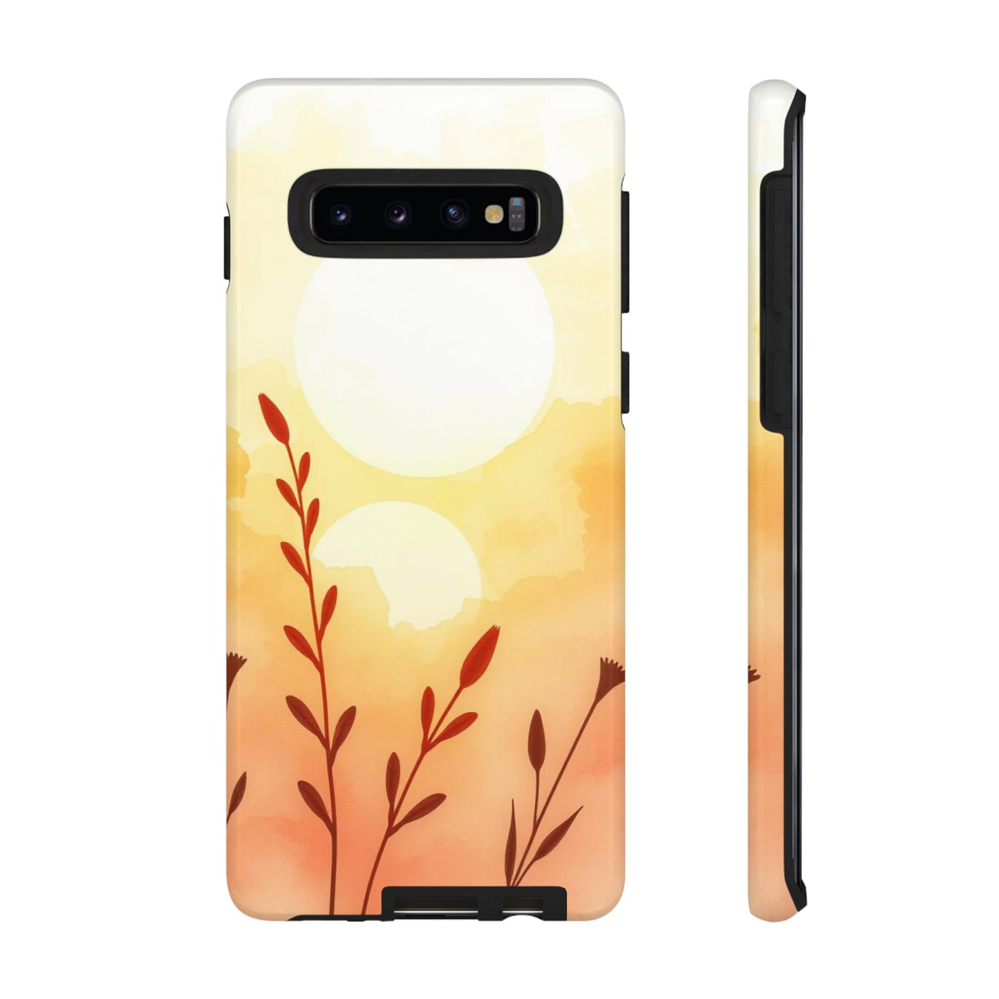 Samsung Galaxy S10 / Glossy Phone Case - Watercolour Wildflower & Sun Design Phone Case