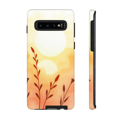 Samsung Galaxy S10 / Glossy Phone Case - Watercolour Wildflower & Sun Design Phone Case