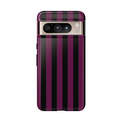 Trendy Plum & Black Stripe Pattern Phone Case - Purple Phone Case - Google Pixel 8 Pro / Glossy
