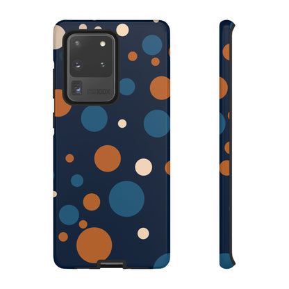 Samsung Galaxy S20 Ultra / Glossy Phone Case - ’Bold Navy Blue & Orange / White Dot Pattern’ Phone Case