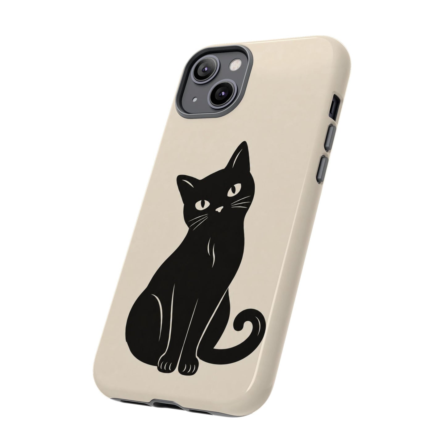 Minimalist Cream & Black Cat Phone Case