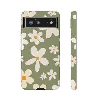 Chic Green Daisy Pattern Phone Case - Green Phone Case - Google Pixel 6 / Glossy