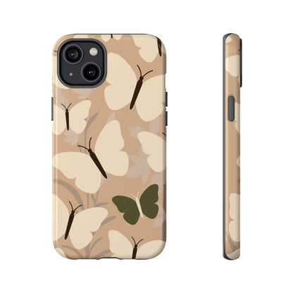 Minimalist Beige Butterfly Pattern Phone Case - Beige Phone Case - iPhone 14 Plus / Glossy