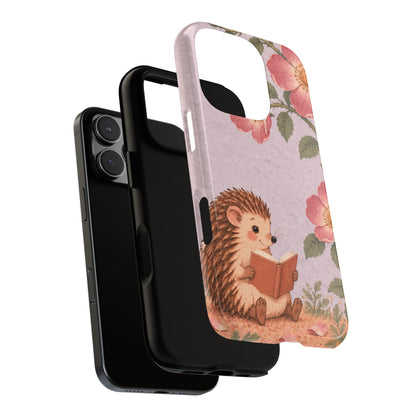 Whimsical Lilac Hedgehog and Wild Rose Phone Case - Purple Phone Case