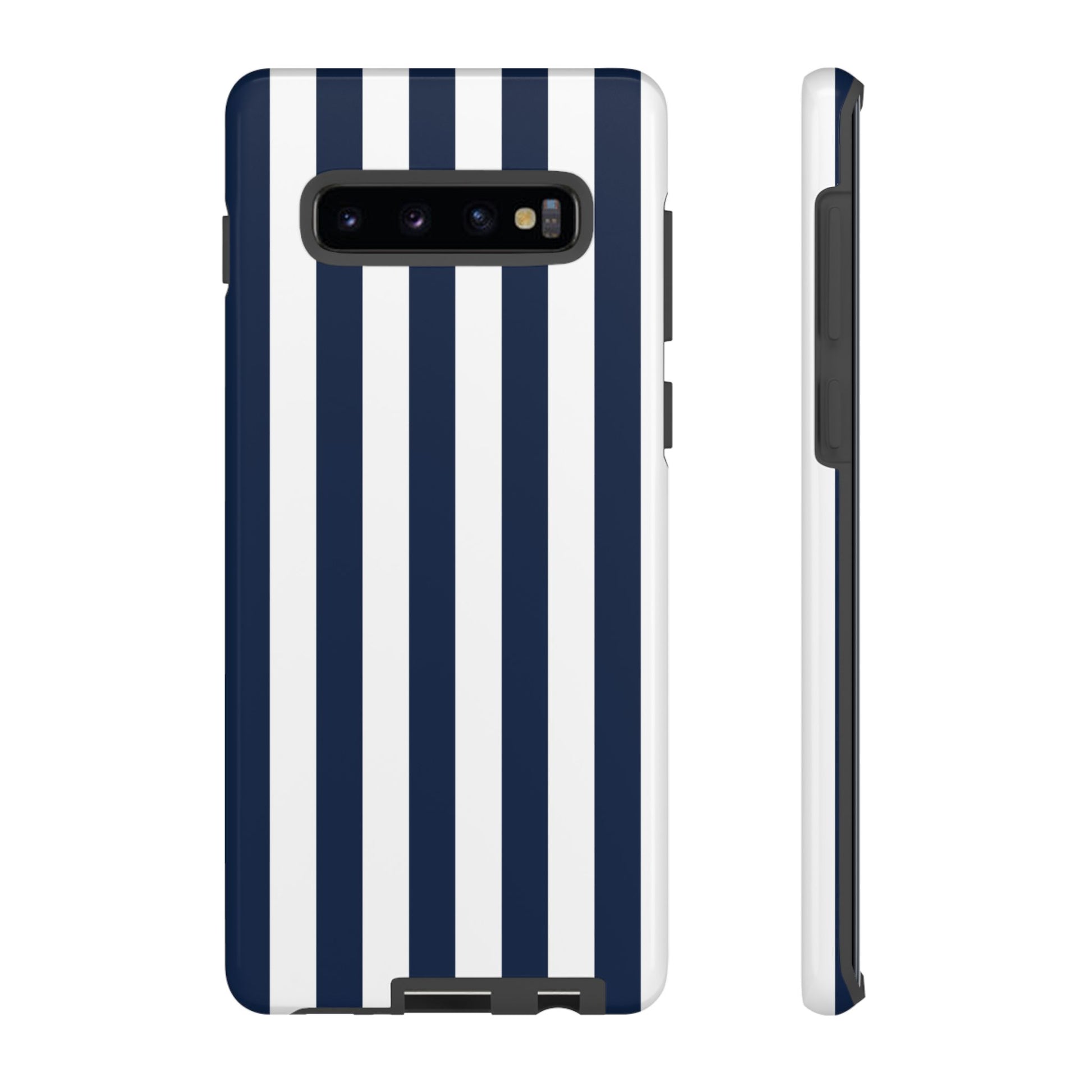 Simple Dark Blue & White Stripe Pattern Phone Case - White Phone Case