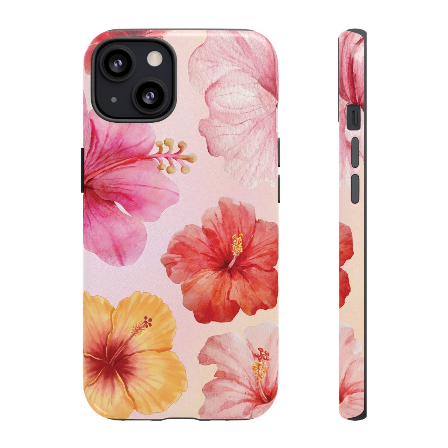 iPhone 13 / Glossy Phone Case - ’Pink Hibiscus Pattern #1’ Phone Case