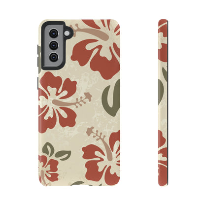 Samsung Galaxy S21 Plus / Glossy Phone Case - ’Boho Chic Hibiscus Pattern #1’ Phone Case