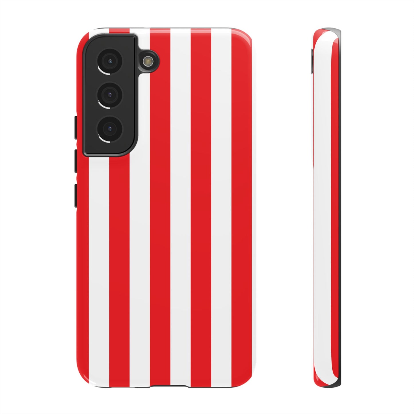 Samsung Galaxy S22 / Glossy Phone Case - Simple Red & White Stripe Pattern Phone Case