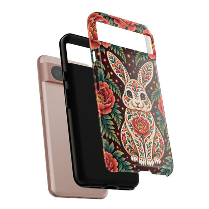 Cute Terracotta and Teal Calavera Bunny Phone Case - Phone Case
