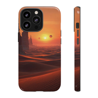 Twin Suns Desert World Sci-fi Phone Case - Orange Phone Case - iPhone 13 Pro / Glossy