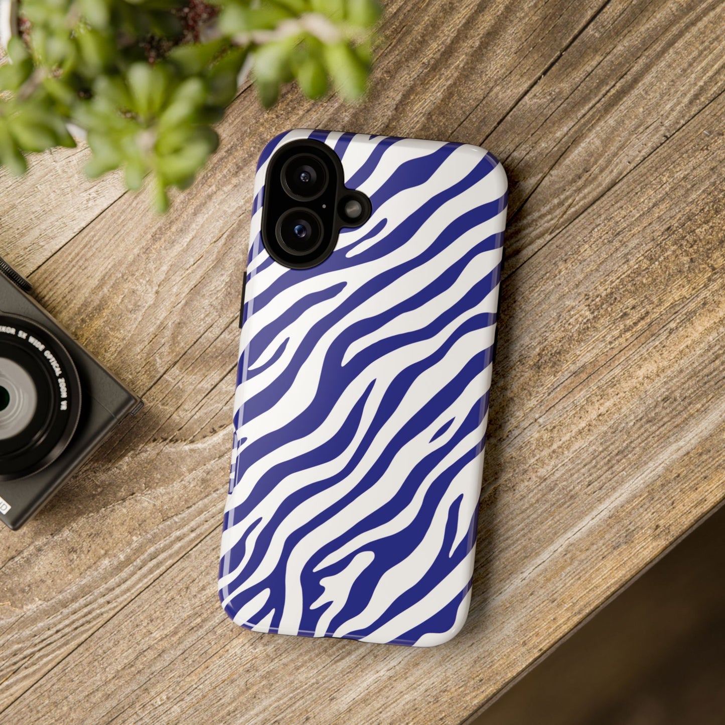 Stylish Electric Blue Zebra Print Phone Case