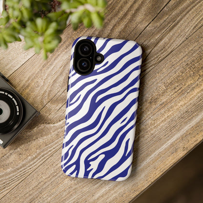 Stylish Electric Blue Zebra Print Phone Case