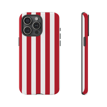 iPhone 15 Pro Max / Glossy Phone Case - Simple Dark Pink & White Stripe Pattern Phone Case