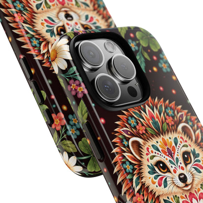 Vibrant Terracotta and Teal Calavera Hedgehog Phone Case - Multicolor Phone Case