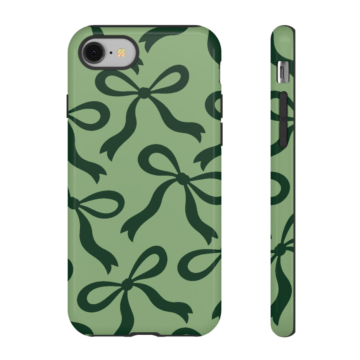 Bold Sage Green and Forest Green Bow Pattern Phone Case - Green Phone Case - iPhone 8 / Glossy