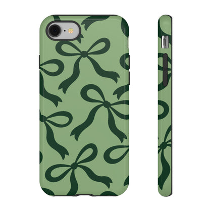 Bold Sage Green and Forest Green Bow Pattern Phone Case - Green Phone Case - iPhone 8 / Glossy