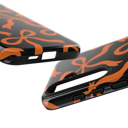 Bold Black and Burnt Orange Bow Pattern Phone Case - Black Phone Case