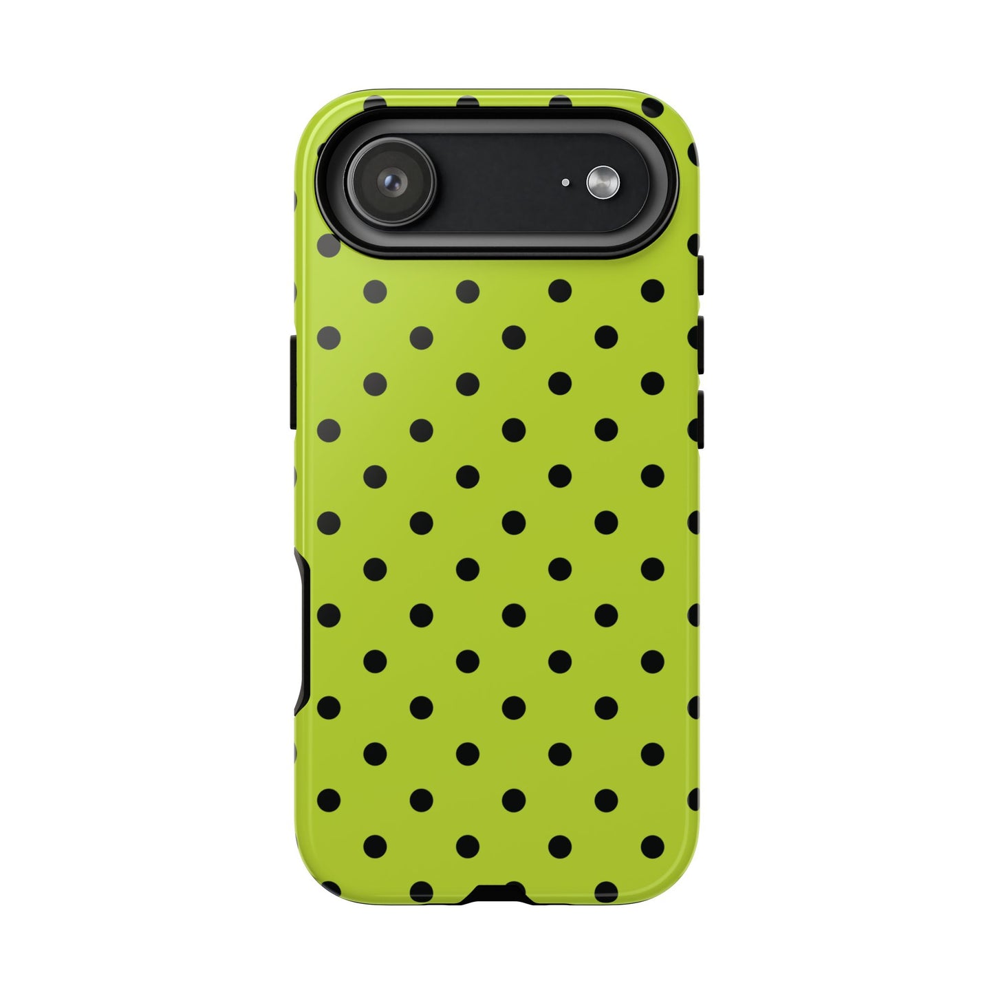 Trendy Neon Lime Green & Black Dot Pattern Phone Case