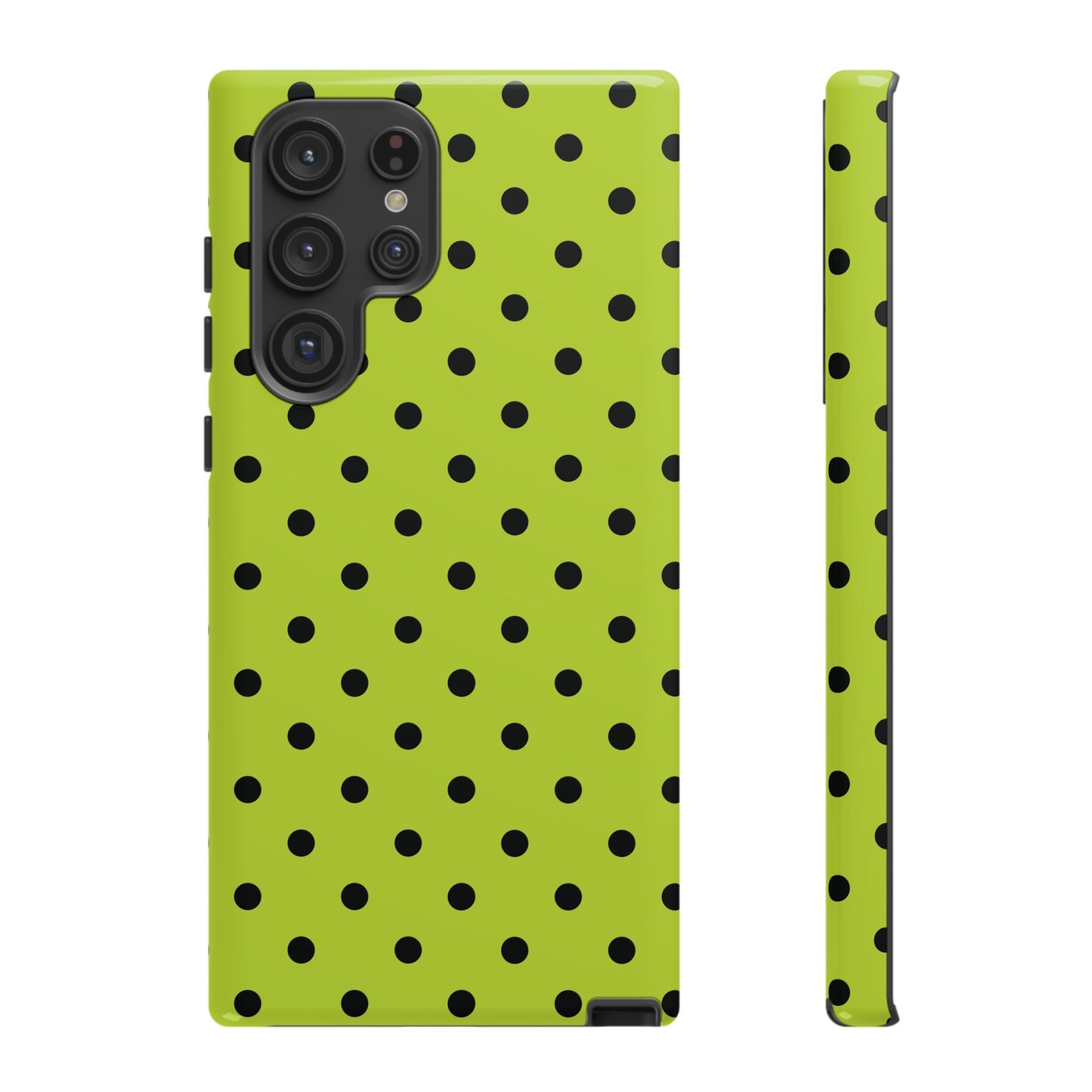 Trendy Neon Lime Green & Black Dot Pattern Phone Case