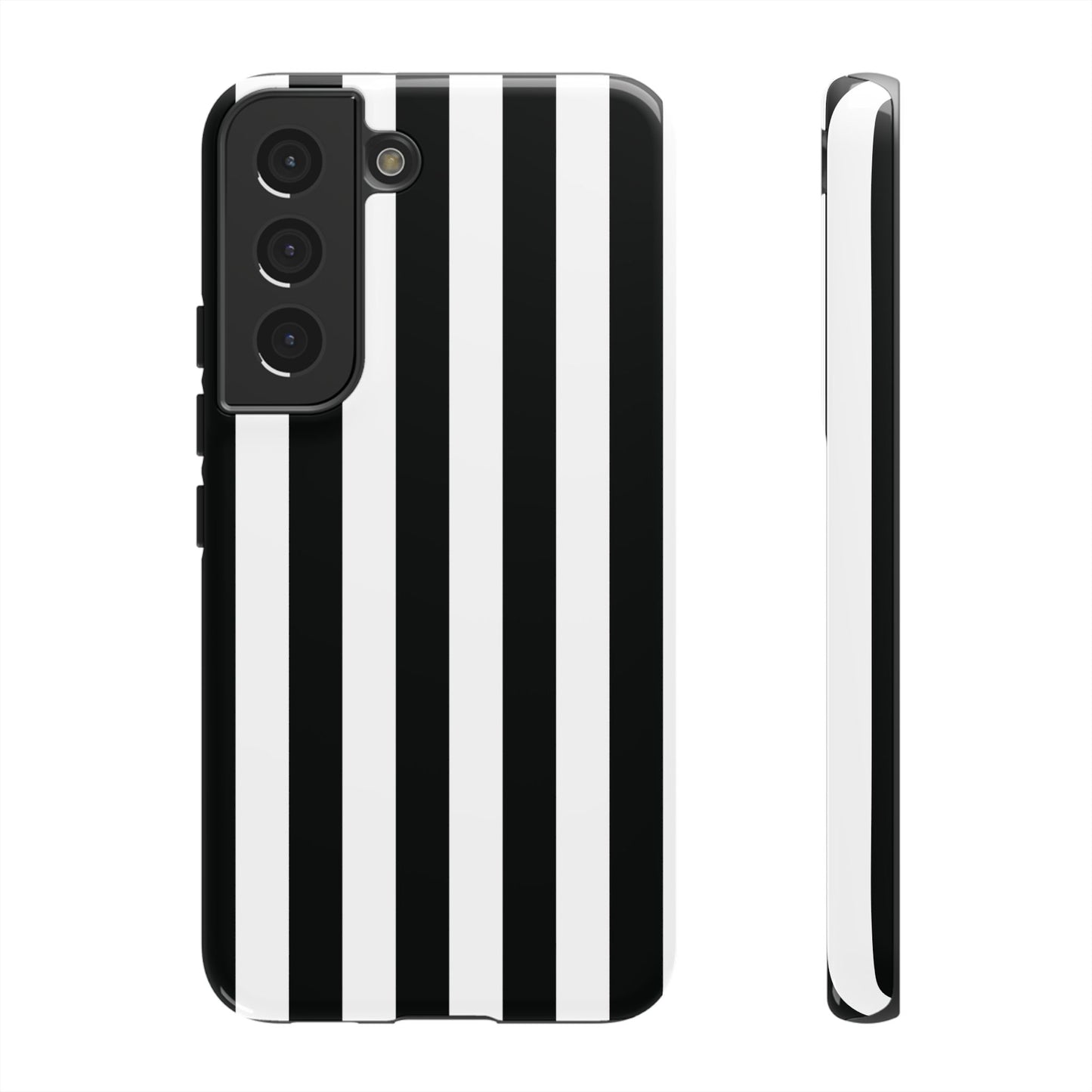 Samsung Galaxy S22 / Glossy Phone Case - Simple Black & White Stripe Pattern Phone Case