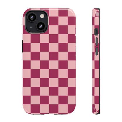 iPhone 13 / Glossy Phone Case - ’Pink Checkered Pattern’ Phone Case