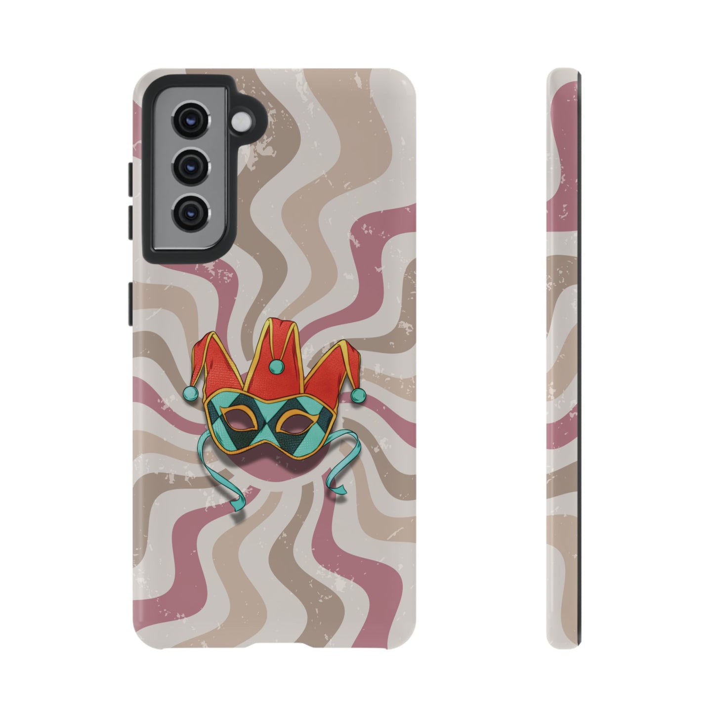 Venetian Jester Mask – Pink Retro Soft Revival Phone Case - Pink Phone Case - Samsung Galaxy S21 / Glossy